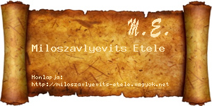 Miloszavlyevits Etele névjegykártya